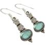 SilverStarJewel Faceted Labradorite 3 Stone French Hook Earrings 3.8 cm 925 Pure Silver