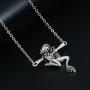 La Espoir Lovely Animal Necklace Frog on Branch Necklaces Retro Silver Jewelry