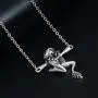 La Espoir Lovely Animal Necklace Frog on Branch Necklaces Retro Silver Jewelry