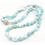 18'' Natural Stone Larimar Beads Crystal Magnet Clasp Necklace