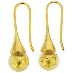 GlassOfVenice Murano Glass Drop Earrings - Liquid Gold