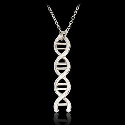 MIXIA Fashion 3D DNA Double Helix Necklace Silver Gold DNA Necklace Pendant Biological Symbol Unique Science Jewelry for Women