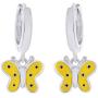AFFY Jewelry Yellow Enamel Butterfly Drop Earrings In 925 Sterling Silver