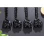 Jovivi Hand Carved Mother Elephant Natural Black Obsidian Necklace Healing Crystal Gemstone Necklaces Pendant Protection Lucky Amulet Charm Adjustable Braided Rope Mothers Day Gifts
