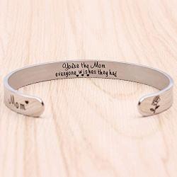 BTYSUN Mothers Day Bracelets Gifts for Mom from Son Daughter Inspirational Gifts for Wife Cuff Bangle Mom Bracelet Personalized Jewelry Mantra Quotes Engraved