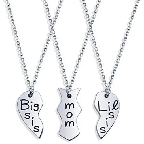 Birthday Gift 3PCs/Set Mom Big Sister Little Sister Mom Necklace Matching Heart Jewley Gift for Daughter Mom Matching Heart Pendant Jewelry Birthday Gift 3PCs/Set Mom Big Sister Little Sister Mom Necklace Matching Heart Jewley Gift for Daughter Mom Matching Heart Pendant Jewelry