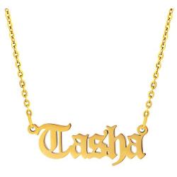 MEMGIFT Old English Name Necklace for Women Girls 18K Gold Plated Stainless Steel Jewelry Necklaces Birthday for Daughter Mother Sister BFF Friends