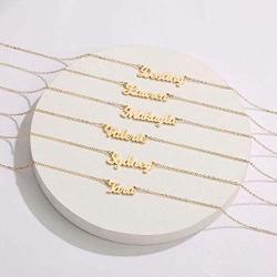 Ursteel Custom Name Necklace Personalized, 14K Gold Plated Personalized Name Necklace Dainty Name Plate Necklace Jewelry Personalized Gifts for Women Teen Girls