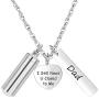 BGAFLOVE Cremation Jewelry for Ashes with 20+2'' Adjustable Chain Cylinder Memorial Keepsake Urn Necklaces for Ashes with Engraving Heart Pendant Words in Memory of Family