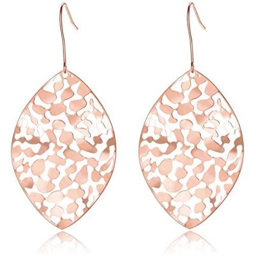 Qing Birdee Hollow Fashion Long Leaf Pendant Necklace and Earrings Jewelry Gifts for Women Girls