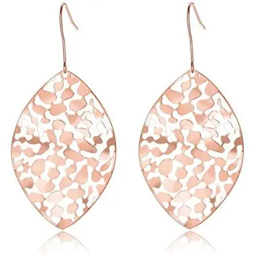 Qing Birdee Hollow Fashion Long Leaf Pendant Necklace and Earrings Jewelry Gifts for Women Girls Qing Birdee Hollow Fashion Long Leaf Pendant Necklace and Earrings Jewelry Gifts for Women Girls