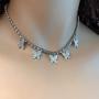 Fashion Layered Butterfly Pendant Micro Shiny Zircon Rhinestone Charm Tennis Chain Choker Necklace Punk Hip Hop Jewelry Gift for Men Women