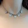 Fashion Layered Butterfly Pendant Micro Shiny Zircon Rhinestone Charm Tennis Chain Choker Necklace Punk Hip Hop Jewelry Gift for Men Women