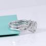 DovEggs Sterling Silver Center 2ct 7.5X7.5mm G-H-I Color Cushion Cut Created Moissanite Halo Engagement Ring Bridal Set 2 Pieces
