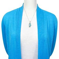 Sea Horse Pendant Necklace in 925 Sterling Silver with Genuine Turquoise & Gemstones (20'' Length)
