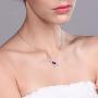 Gem Stone King 925 Sterling Silver Created Ruby and Created Sapphire Heart and Arrow Pendant Necklace (1.21 Ct with 18 Inch Silver Chain)