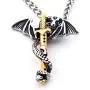 Warvik Dragon Sword Gothic Necklace Dragons Claw Pendant Steampunk, Stainless Steel Jewelry Mens Womens Wheat Chain 20/28inch Warvik Dragon Sword Gothic Necklace Dragons Claw Pendant Steampunk, Stainless Steel Jewelry Mens Womens Wheat Chain 20/28inch