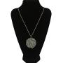 Niumike Handmade Crystal Circle Pendant Necklace for Women Disc Long Statement Necklaces with Box
