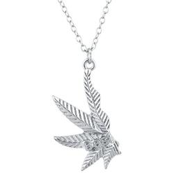 LUX ACCESSORIES SilverTone Best Buds BFF Friends Marijuana Weed Necklace Set (2pc)