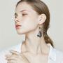 ZRosse Charm Chic Bohemian Vintage Sparkly Rhinestone Earrings Dangle Earrings Antique Silver Ethnic Tribal Retro Crystal Drop Earrings Jewelry for Women Girls