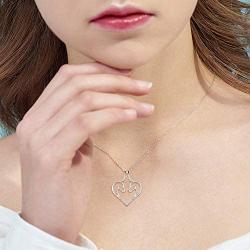 Necklace Holder Sterling Silver Love Heart Horse Pendant Necklace Ring Keeper Holder Jewelry Gifts for Women Girls Nurse Mother Daughter Wife Girlfriend