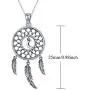 Waysles Dream Catcher Necklace for Women, S925 Sterling Silver Pendant with Moon and Feather Necklace Lucky Jewelry Gifts for Her