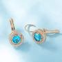 Swarovski Crystal Halo Round Drop Leverback Earrings for Women 14K Rose Gold Plated Hypoallergenic Jewelry