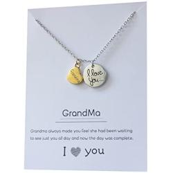 Grandma necklace pendant gift card jewelry love you grandmother heart moon back 18 inch
