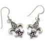 SUVANI 925 Sterling Silver Filigree Fleur De Lis Dangle Hook Earrings