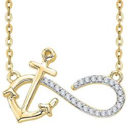 KATARINA Prong Set Diamond Anchor Infinity Pendant Necklace in Gold or Silver (1/10 cttw, G-H, I2-I3)