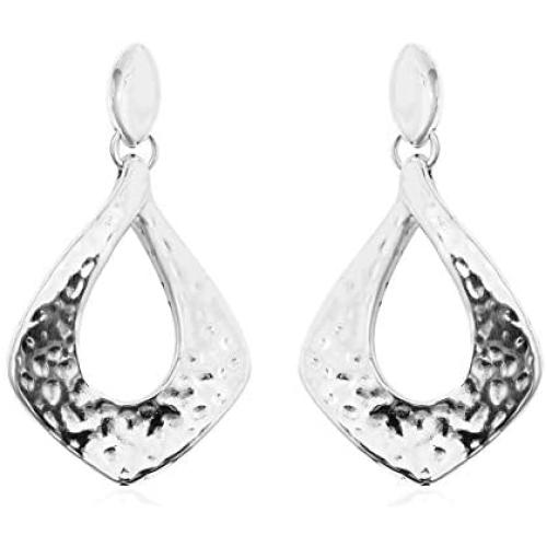 Shop LC 925 Sterling Silver Stylish Unique Hammered Dangle Drop Earrings Anniversary Prom Jewelry for Women Mothers Day Gifts