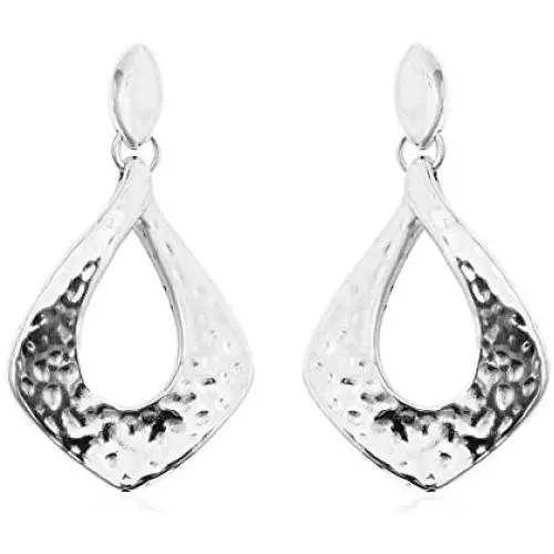 Shop LC 925 Sterling Silver Stylish Unique Hammered Dangle Drop Earrings Anniversary Prom Jewelry for Women Mothers Day Gifts