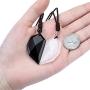 Jovivi 2pcs Healing Gemstone Matching Heart Couples Necklace for Him/Her White Turquoise Black Obsidian Crystal Stone Pendant Necklace Adjustable Rope for Men Women Valentines Gifts