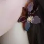 RESIN ACRYLIC FLOWER DANGLE EARRINGS - Exaggerated European And American Style Big Flower Earrings - alloy Rhinestone Flower Heart Fashion Earrings - beach, Jungle Travel, Shopping, Work
