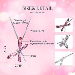 CDE Jewelry Gifts for Girls Womens Necklaces White Gold Plated Dainty Dragonfly Pendant Necklace Embllished Crystal for Women with Box for Valentine Anniversary Brides Wedding