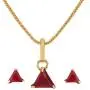 Efulgenz 14K Gold Plated Red Tringle Cubic Zirconia Pendant Necklace and Earrings Jewelry Set for Women Girls Brides Bridesmaids Efulgenz 14K Gold Plated Red Tringle Cubic Zirconia Pendant Necklace and Earrings Jewelry Set for Women Girls Brides Bridesmaids