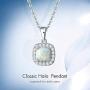 Carleen 14K White Gold Plated 925 Sterling Silver CZ Cubic Zirconia/Created Opal Halo Setting Jewelry Set Gift for Women Girls