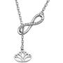 FUSTMW Yoga Lotus Flower Y Necklace Infinity Love Pendant Yoga Lovers Jewelry Yogi Gifts (Silver)