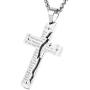 HZMAN Mens Stainless Steel Jesus Christ Crucifix Cross Lords Prayer Pendant Necklace