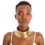 Fstrend African National Choker Collars Gold Leather Chunky Punk Necklace Gothic Statement Necklaces Jewelry for Women and Girls (Gold)