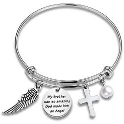 WUSUANED Memorial Bracelet Loss Jewelry My Brother Was So Amazing God Made His My Angel Sympathy Gift Remembering Loss of Brother