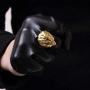 Gold Lion Head Design Stainless Steel Rings for Men Boys Jewelry Chic Punk Animal
