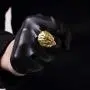 Gold Lion Head Design Stainless Steel Rings for Men Boys Jewelry Chic Punk Animal