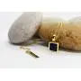 18K Gold Plated 925 Sterling Silver Womens Necklace. Blue Square.