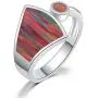 CiNily Rhodium Plated Orange or Green Fire Opal Women Jewelry Gemstone Ring Size 6-10