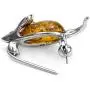 Amber Sterling Silver Small Happy Mouse Pin Brooch