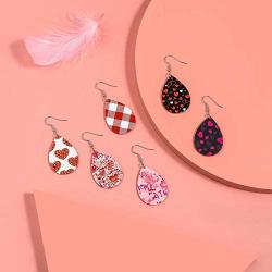 Acrylic Earrings for Women Girls, MTSCE Heart Pattern Lightweight Teardrop Dangle Earrings, Thanksgiving Earrings Set Mothers Day Gift