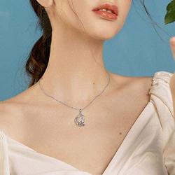 POPLYKE Sterling Silver Wolf Necklace Gifts for Women Celtic Knot Wolf Moon Pendant Necklace Jewelry for Men Girls 18+2