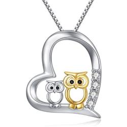 Owl Necklace, Owl Jewelry for Women 925 Sterling Silver Gold Owl Necklace for Women Owl Gifts for Owl Lover