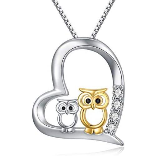 Owl Necklace, Owl Jewelry for Women 925 Sterling Silver Gold Owl Necklace for Women Owl Gifts for Owl Lover